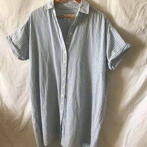 The Great. Camper Shirt Dress striped button down